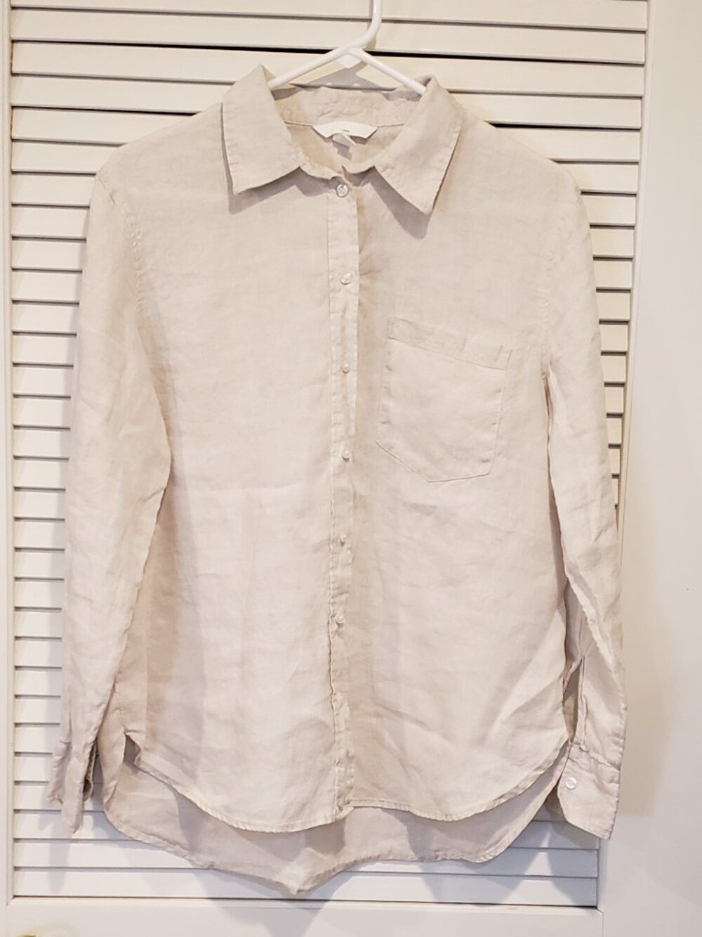H&M Men's Beige100% Linen  Medium dress shirt